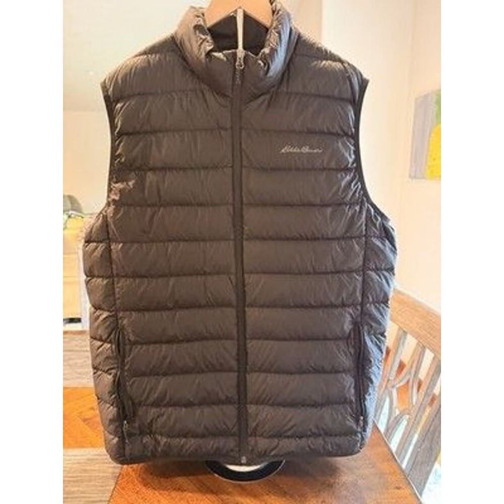 Eddie Bauer Mens XL Tall EB650 Down Puffer Vest Black Lightweight Full Zip
